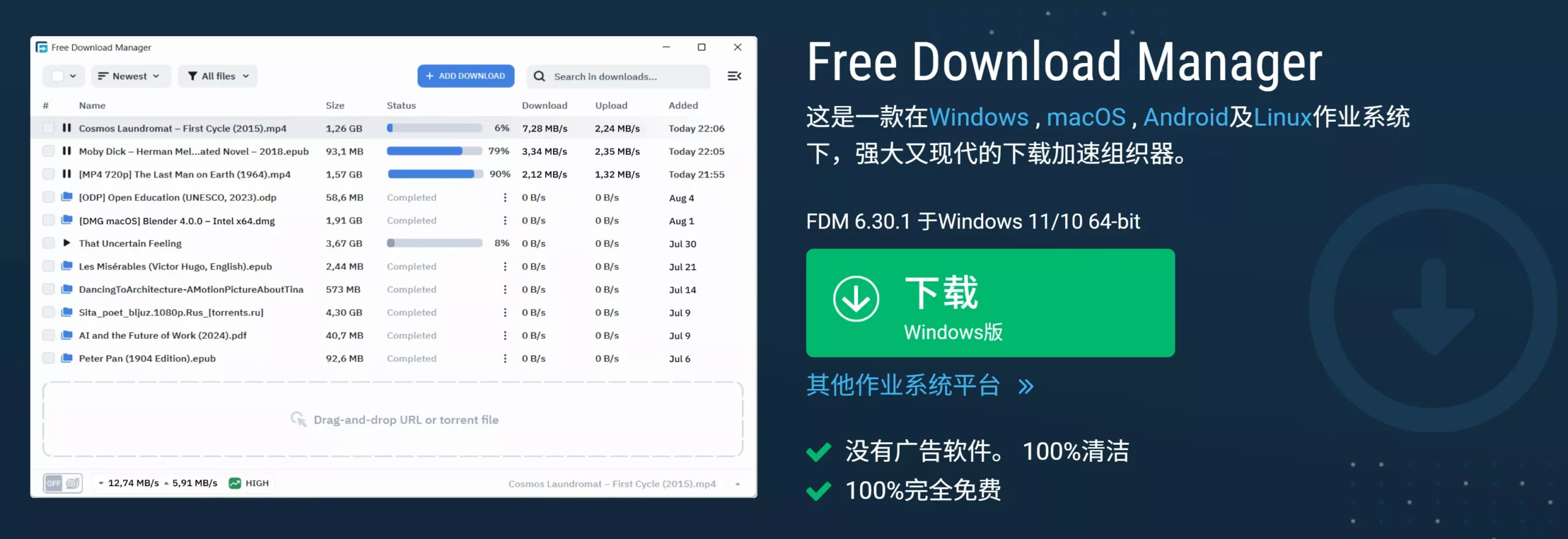 图片[1]-Free Download Manager（FDM）：功能强大的免费多线程下载神器-零度会员